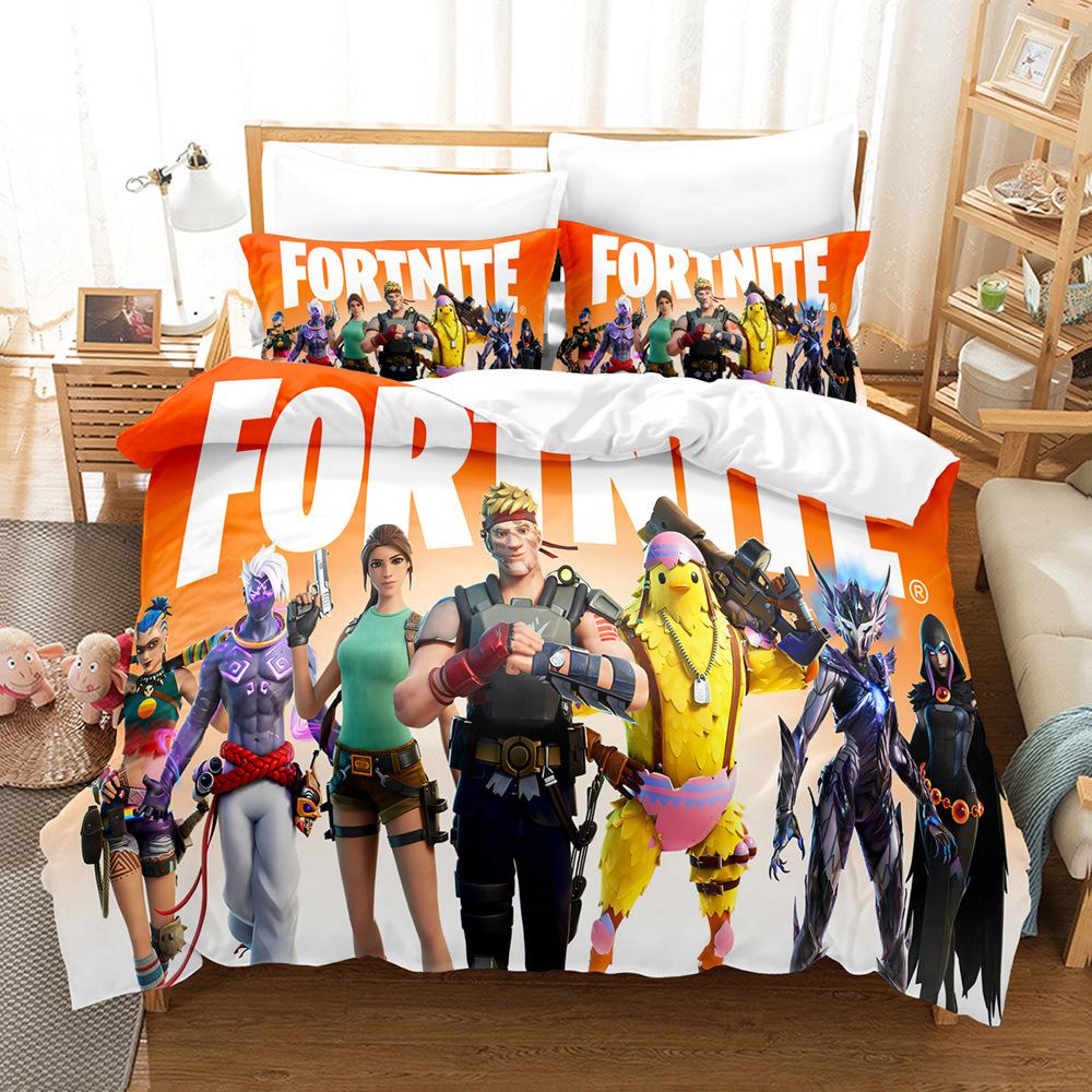 Cartoon Game Mini World Fortnite Quilt Set Three-Piece Digital Printing Three-Piece Set