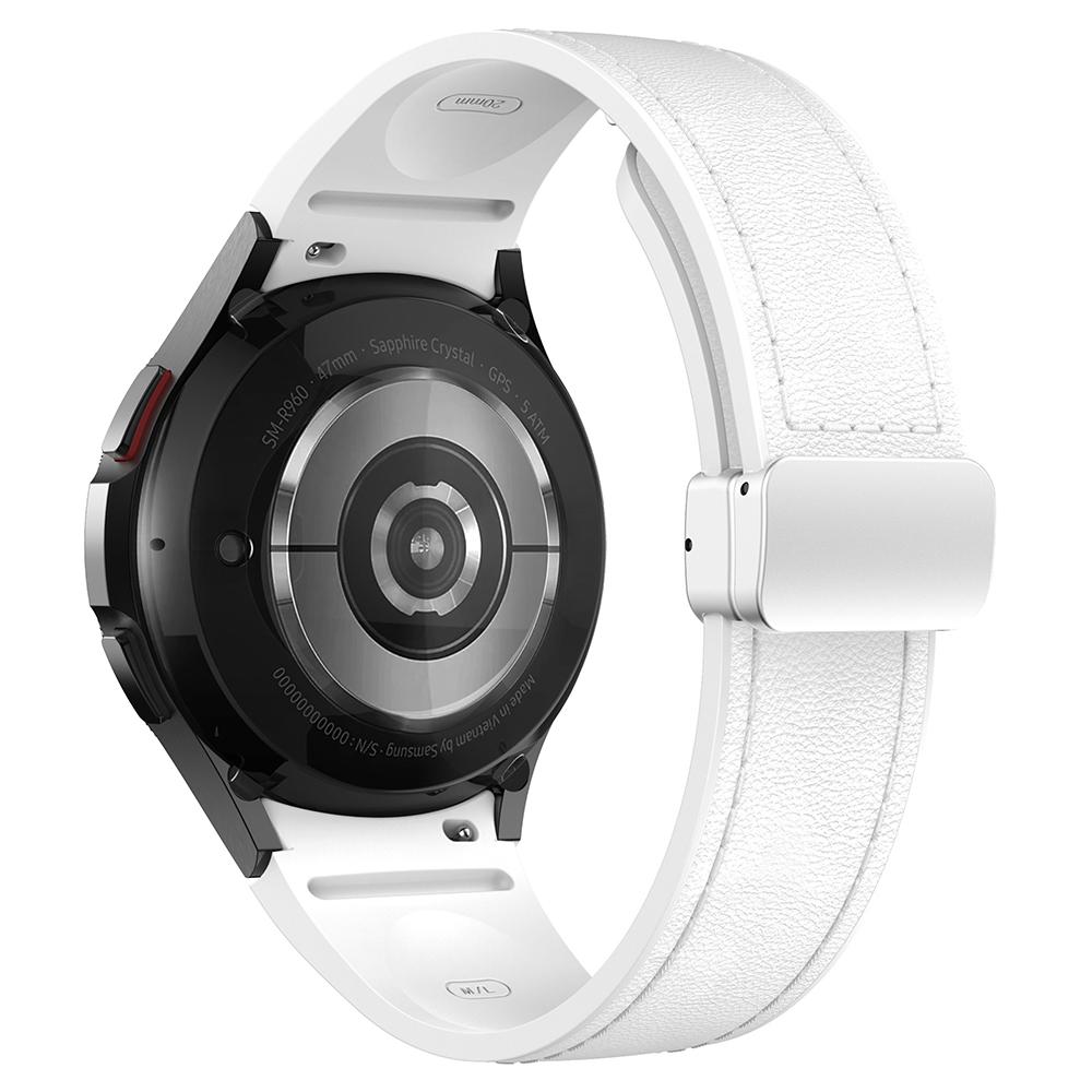 For Samsung Watch FE 40mm/Watch4 Classic Active/Watch 5/Watch6 Classic Silicone+Leather Band Smartwatch Strap