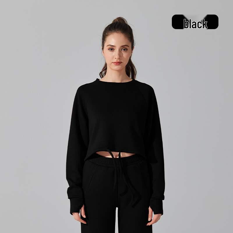 Crew Neck Warm Sweatshirt Jacket: Autumn/Winter, Loose Fit, Long Sleeve, Casual Drawstring, Fitness & Yoga Wear.