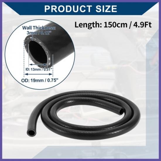 4.9Ft 1/2" 13mm ID 3mm Thickness Silicone Vacuum Hose for Air and Water