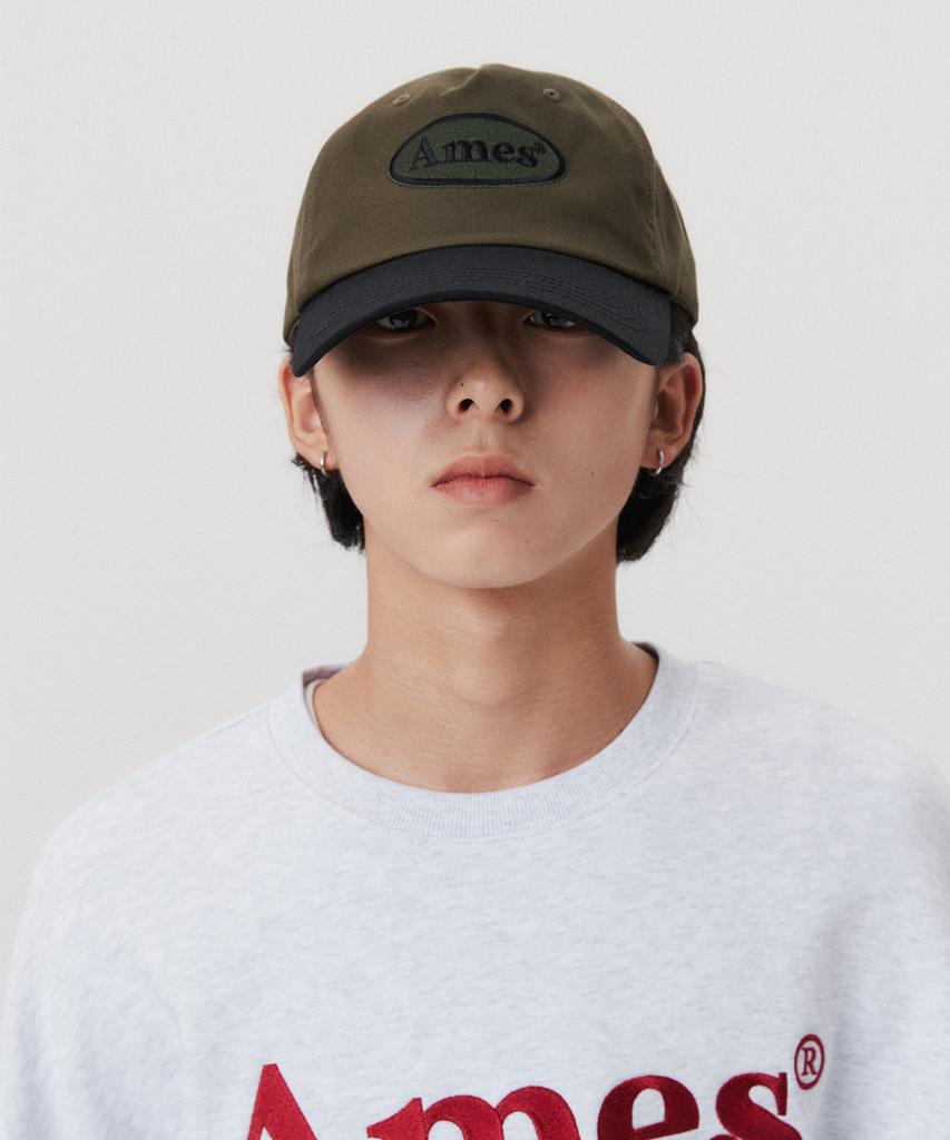 AMES-WORLDWIDE Symbol Logo Twotone Ball Cap Khaki