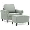 VidaXL Armchair with Footrest Light Grey 60 Cm Velvet, Sofa, Armchair, TV Armchair, Single Sofa, Sofa, Sofa 3201205