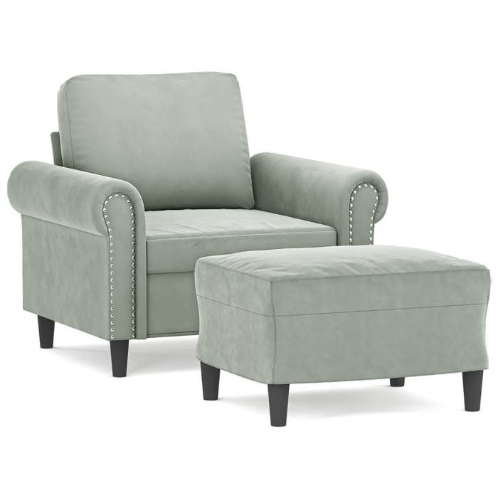 VidaXL Fauteuil avec repose-pied Gris clair 60 cm Velours, canapé, fauteuil, fauteuil TV, canapé simple, canapé, canapé 3201205