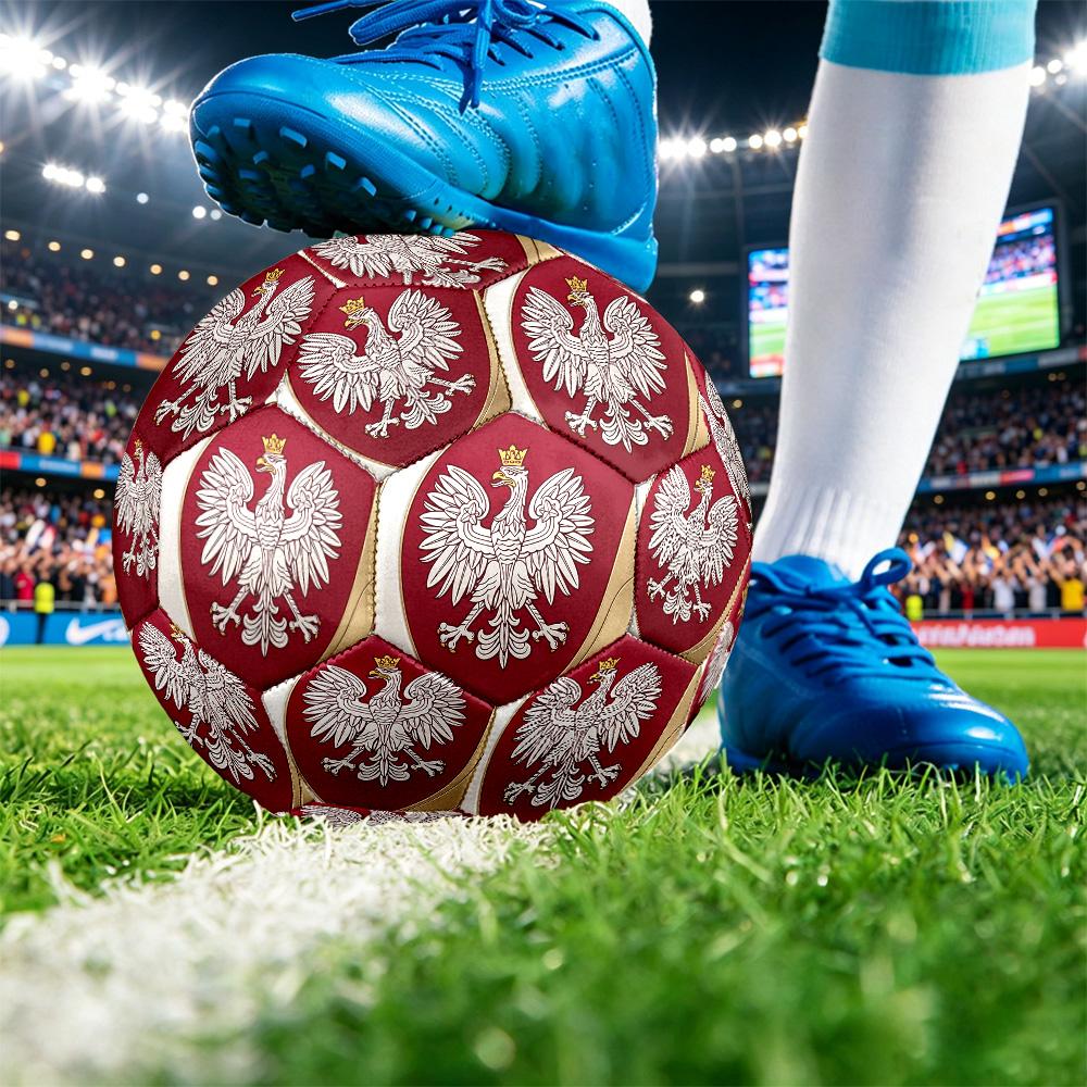 Poland Football Printed Size 5 Soccer Ball Wear Resistant Standard Adult Training Football Fan Gift for Indoor Outdoor Match Sports