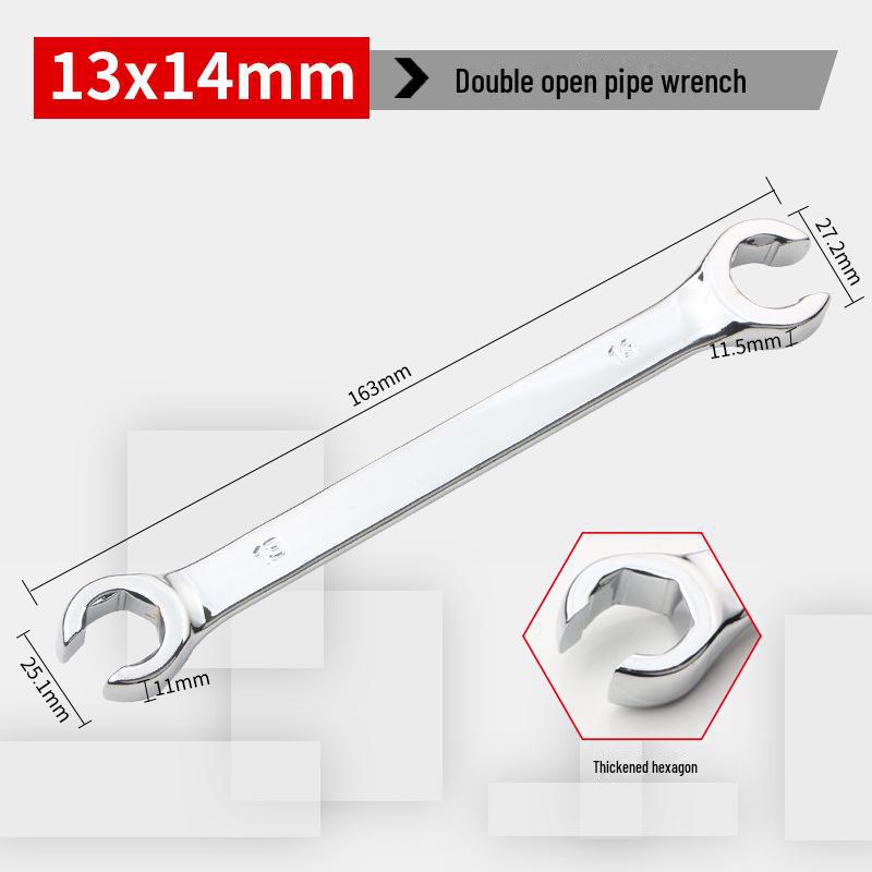 Dual Head Hex Open-End Wrench for High-Pressure Oil Pipe and Brake Pipe Disassembly