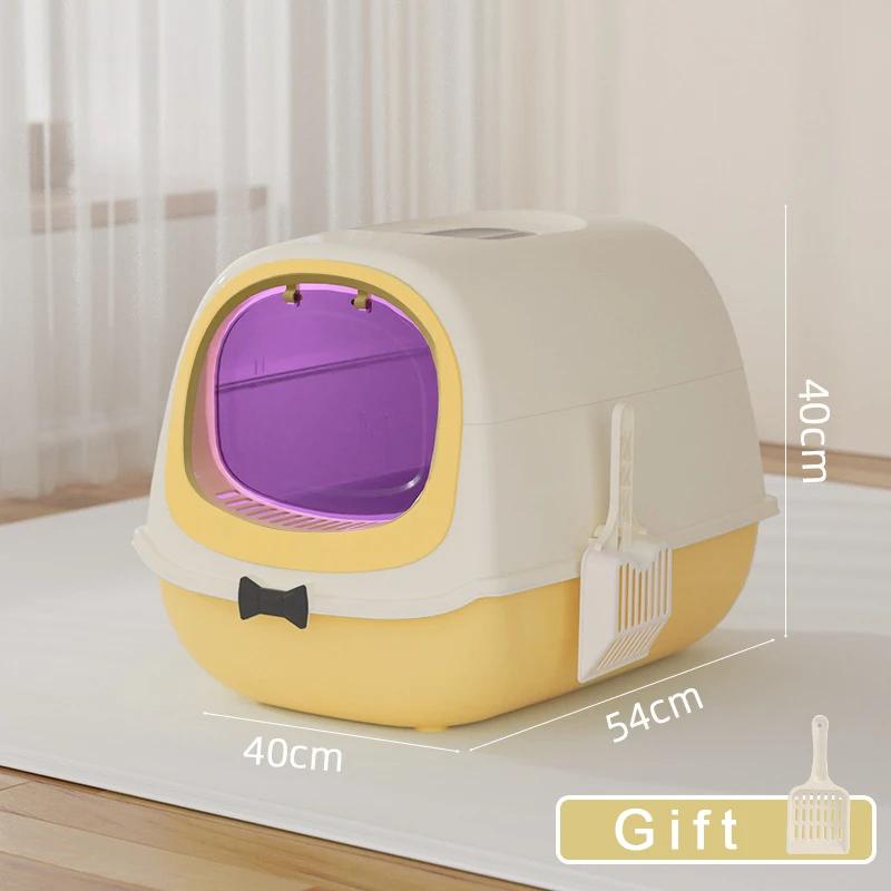 Large Capacity Cat Litter Box Pet Sandbox Splashproof UV Sterilized Cat Toilet Cleaning Basin Pet Cat Toilet Kitten Tray Bedpans