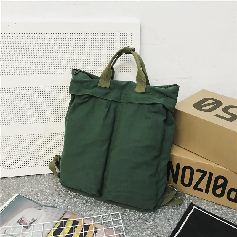 Backpack Women Canvas Solid Softback Zipper School Bag Softback Casual Vintage High-Capacity Backpack UNISEX Handbag Harajuku
