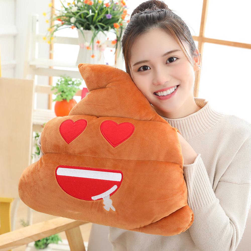 45Cm Cartoon Poop Shit Plush Pillow Stuffed Funny Brown Seat Cushion Hands Burner With Holes Sofa Chair Decor Men Gift