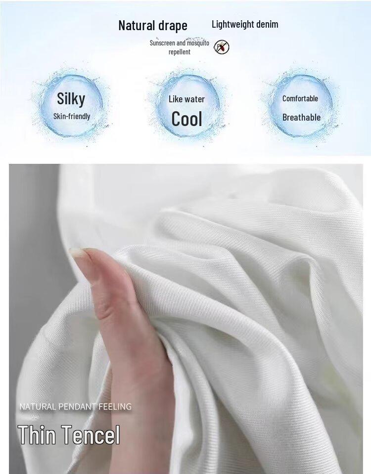 Jeansi de damă albi Tencel cu talie înaltă și picior larg - Primăvară/Vară Croială Slim cu drapaj lejer