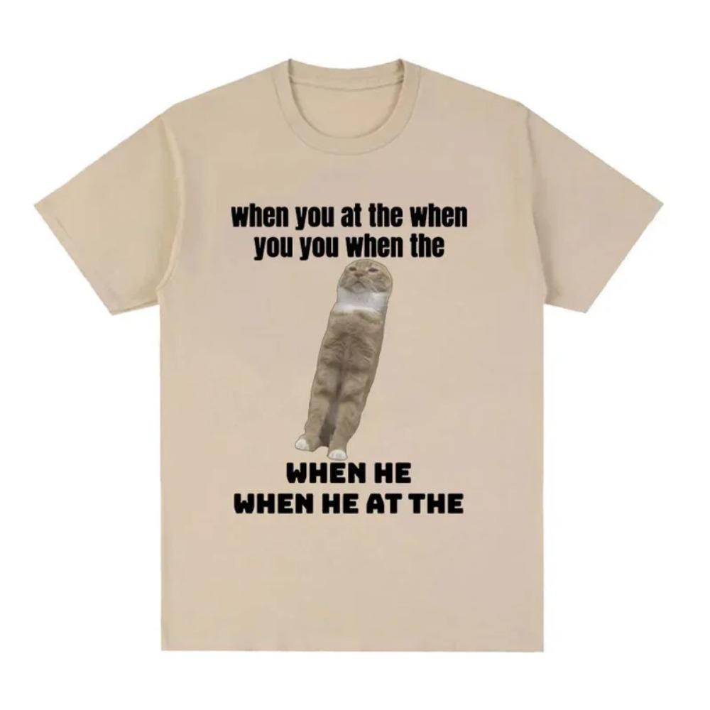 Fashionable Cotton Cat Joke T-Shirt Short Sleeve Crew Neck for Men And Women Streetwear Style Fun And Interesting Design