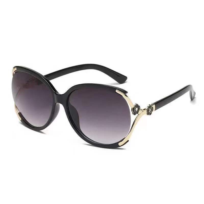 Ladies Sunglasses Camellia Hollow Point Paint Rose Sunglasses Trendy Versatile Large Frame Sunglasses