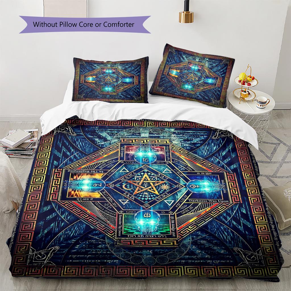Masonic Freemason Pattern Bedding Quilt Set Quilt Cover Pillowcase Home Decoration Birthday Gift (1 * duvet cover + 2 * pillowcase, without core)