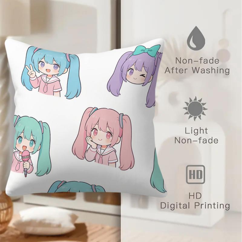 Hatsune Miku Q Version Throw Pillow Multi-Color Sailor Style Anime Cushion For Gaming Room Teen Room Sofa Bedroom Decor Fan Gift