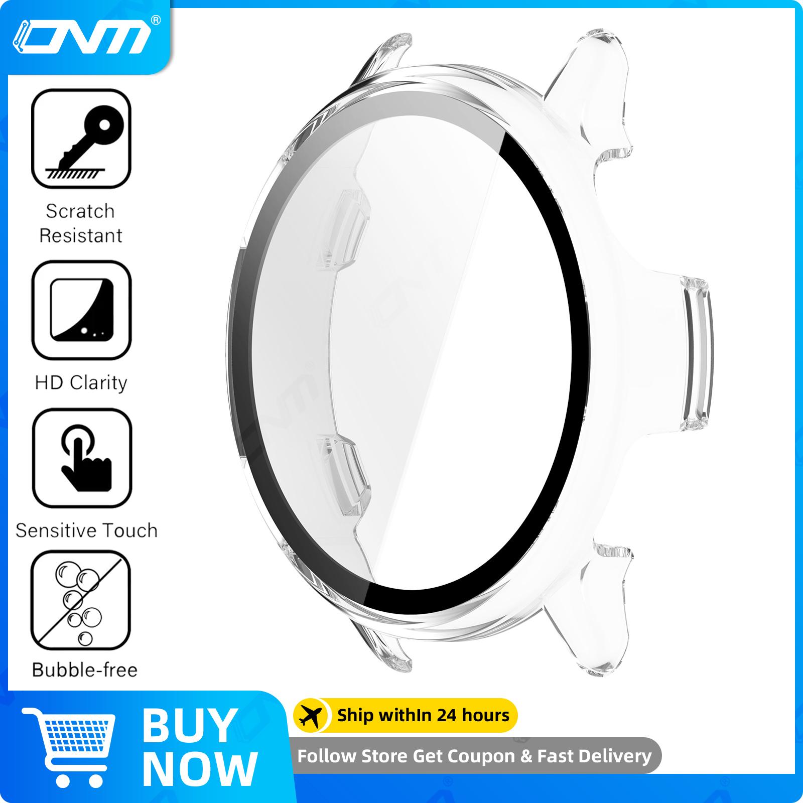 

Стекло+Чехол для Garmin VivoActive 6 Защитное стекло для экрана и Жесткий ПК Защитный бампер для Аксессуаров Vivo Active 6 for VivoActive 6 чистый