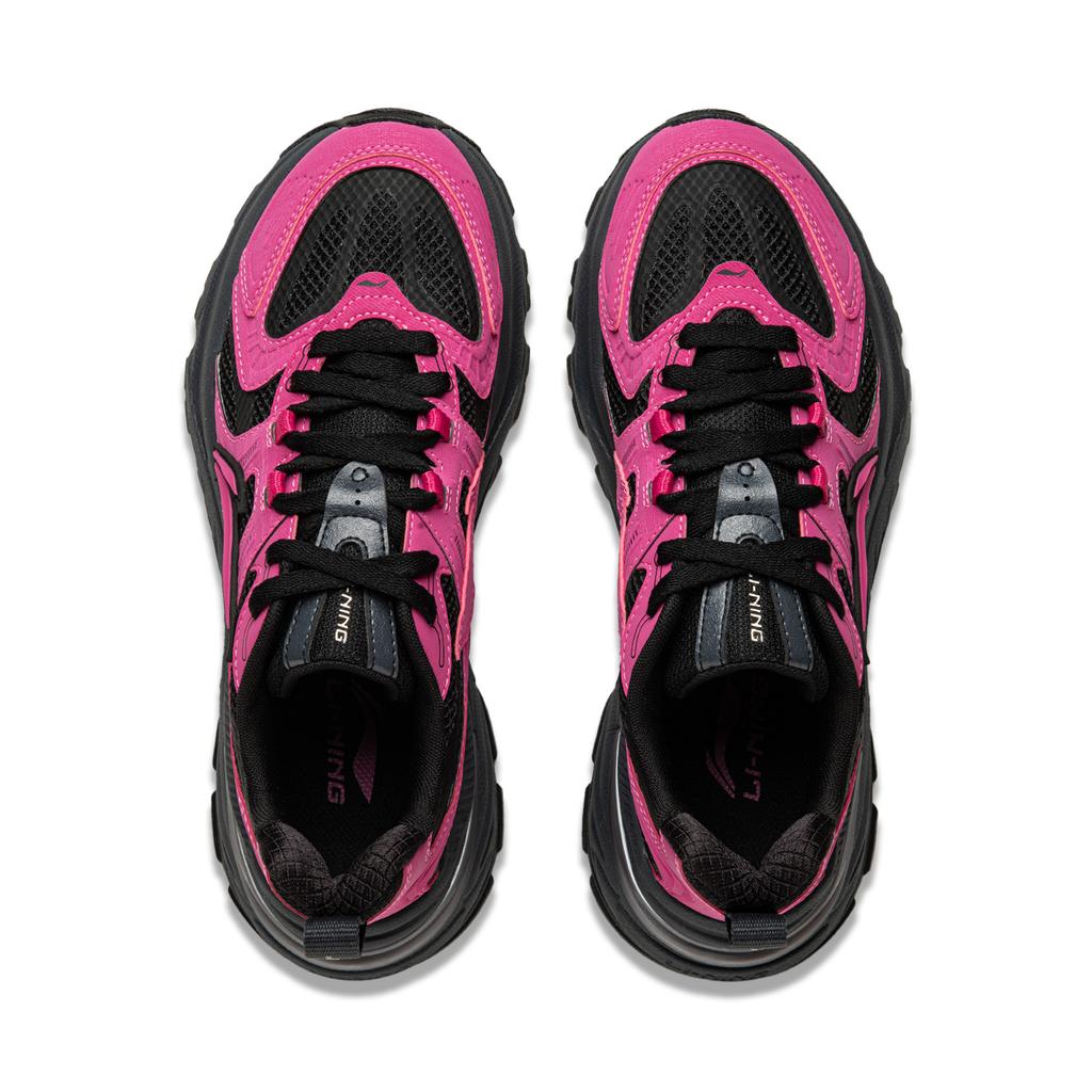 Li Ning Beichen 2K Comfortable Versatile Retro Thick Sole Increased Height Non-Slip Wear-Resistant Low-Top Dad Shoes Women Sneaker Rose-Red AGCU354-4