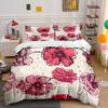 Pink And Red Floral Pattern Background Bedding Set For Kids Luxury Gift 3Pcs Digital Print Comforter Set Soft Comfortable