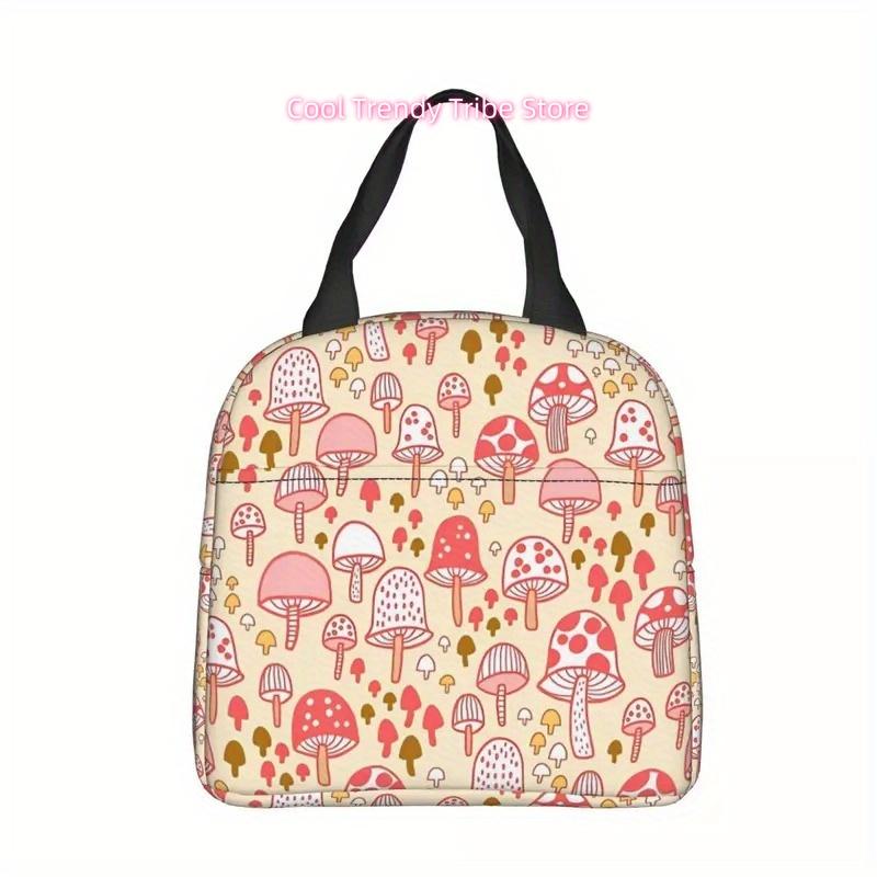 Cartoon Mushroom Forest Insulated Lunch Bag Cooler Bag Lunch Container Portable Tote Lunch Box Bento Pouch Office Outdoor One Size