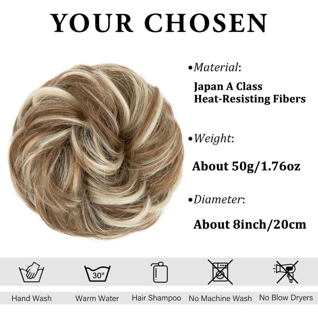 Bun Hairpiece - Wavy Bun - Thick Bun Hair Extension Set