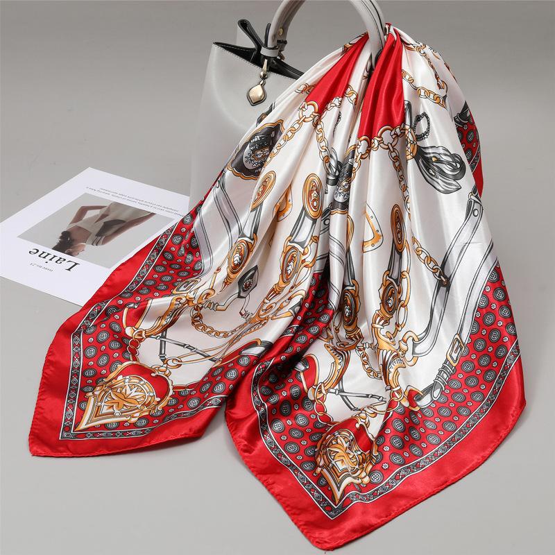 90 Square Scarves, Silk Scarves, Women's New Spring and Summer High-end Sense Versatile, Thin Scarves, Shawls Outside