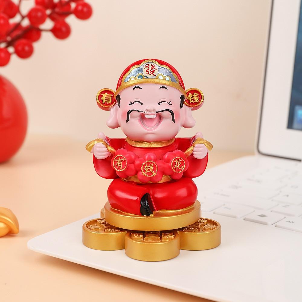 Feng Shui Wealth God Resin Statue With Lucky Symbols For Office Decor And Gift Giving