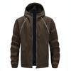 Men'S Loose Jacket Fashionable Multi Pocket Hooded Jacket