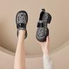 3222 chaussures décontractées pour femmes petite taille, version coréenne de mocassins à semelle épaisse et rehausseur intérieur pour femmes, chaussures pour femmes à velcro et broderie florale