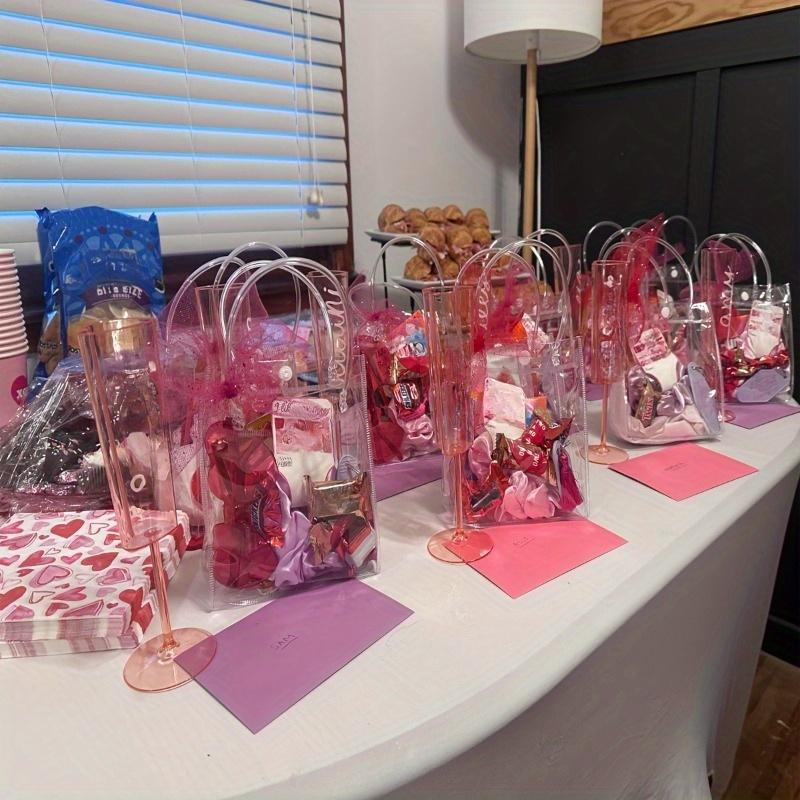 Plastic Gift Bags Clear PVC Bag With Handles Reusable Tote Bags Transparent Shopping Bag Gift Packing Bag Handbag Storage Bag