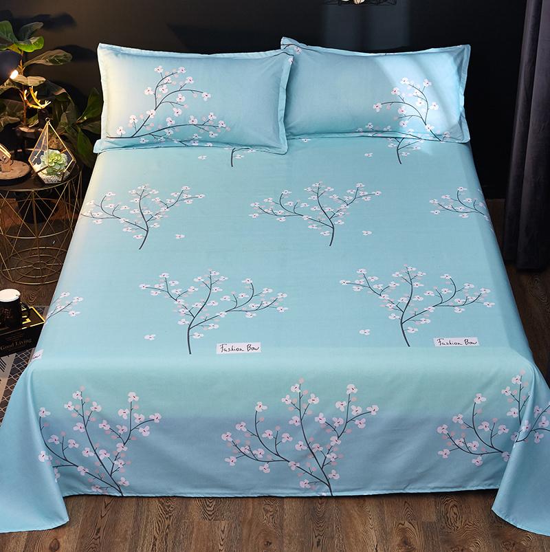 Washed Cotton Flat Sheets Summer Breathable Bedroom Bedding Mattress Cover Soft Minimalist Double Bed Sheet 180x230cm Household