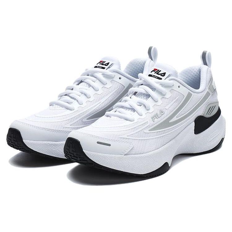 FILA Flow Comfortable Fabric Shock Absorption Wear-Resistant Lightweight Low-Top Running Shoes Women sneaker White A12W311105FWA