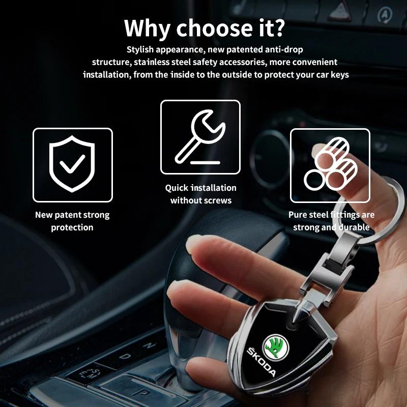 UGKV2 3D Metal Car Logo Key Rings Keyring Keychain For Skoda Octavia Superb Rapid Kodiaq Karoq Fabia Kamiq Roomster Citigo Scala SCALA