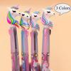 Kids 3 In 1 Cartoon Smooth Pen Cute Horned Horse Pony Gift Ballpoint Silicone Head