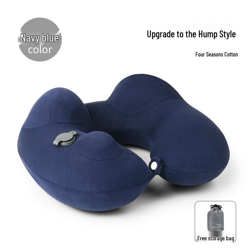 

Hooded U-Shaped Inflatable Travel Neck Pillow for Airplane Sleep