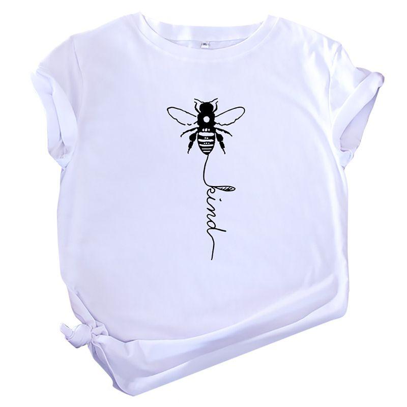 Women's Bee Printed Crew Neck T-shirts Featuring Soft Cotton Fabric For Comfort