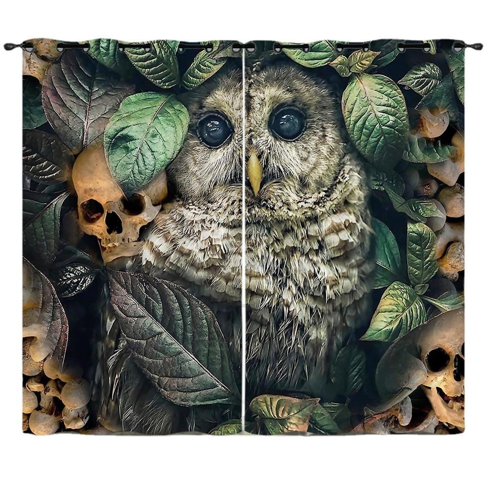 Curtain Cartoon Animal Eagle Animation Oil Painting Digital Printing Blackout Curtain Punching