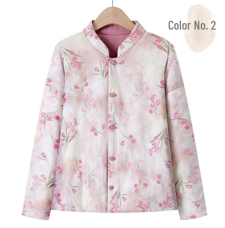 Women's Chinese Retro Style Frog Button Warm Cotton Jacket, Autumn/Winter 2025 Edition