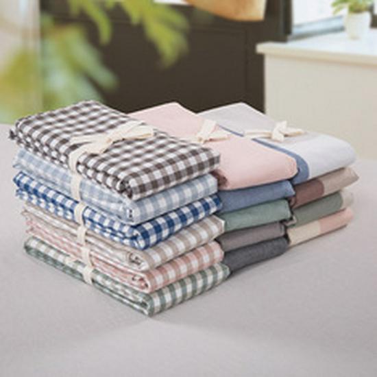 Pure Cotton Jersey Striped Bedding Set: Pillowcase, Duvet Cover, Fitted Sheet - Ideal for Dorms