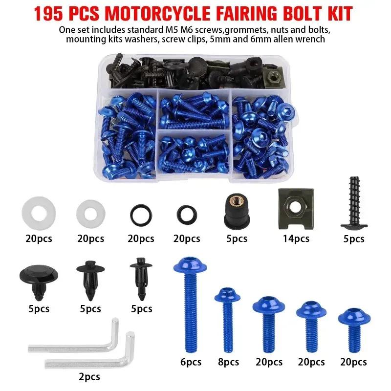 195pcs Fairing Screws Bolt Kit for Suzuki GSXR600 GSXR1000 Hayab GSX1300R GSX600F GSX750F SV1000 SV650 TL1000R/S DL650 DL1000