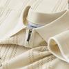 Maglia a polo da donna in maglia beige con dettaglio traforato e colletto con zip - Top casual