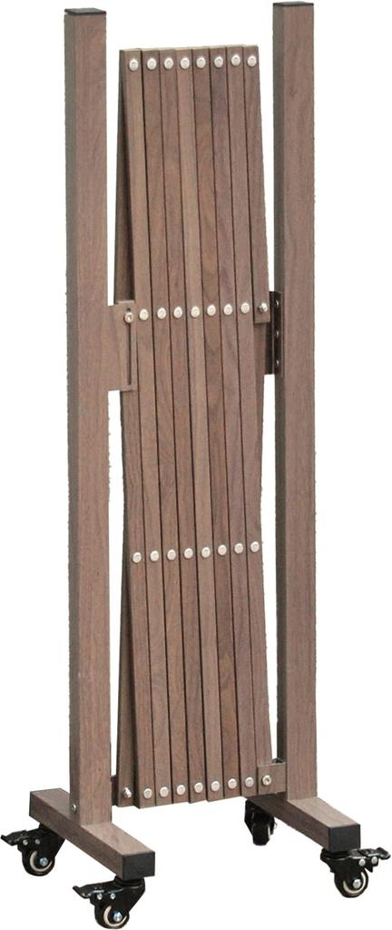 2m Wide Aluminum Stretch Fence with Casters on Both Sides, Wood Grain Accordion Style, Garden Gate (ALSF-2CAS-2M)