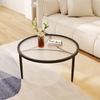 Minimalist Tempered Glass Round Table - Metal Base Desk Reception Desk Coffee Table, Three Legs, Minimalist Furniture