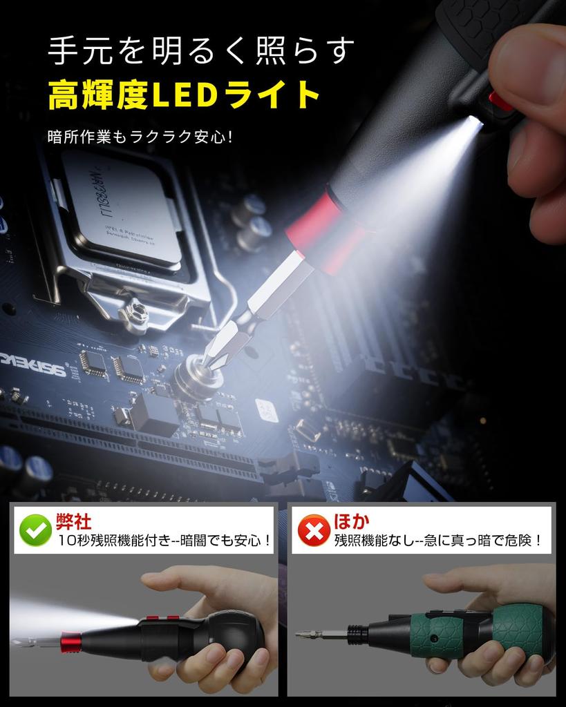 Yacooda Compact Electric Screwdriver Fastest 1200 with Electric Manual LED Precision Screw Easy Suitable for Women and Includes Storage 16 Black