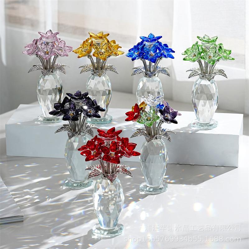 Crystal Hydrangea Ornament Blue Crystal Flower Decor Symbolism Gift for Home Decor Special Occasions Crystal Vase Gift Decor