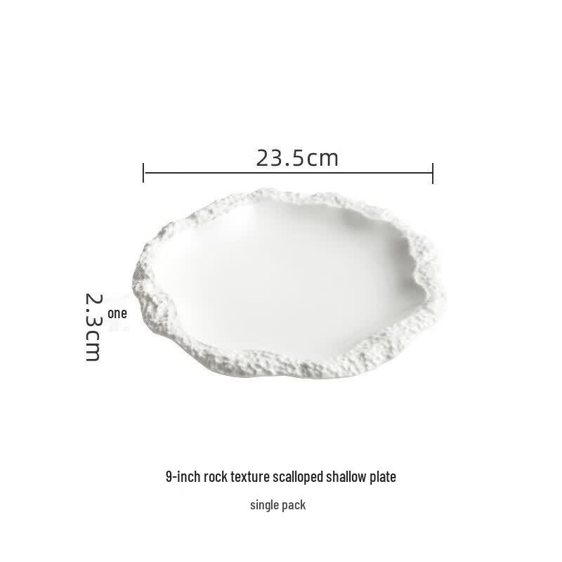Ru Han White Porcelain Stone Edge Dinner Plate