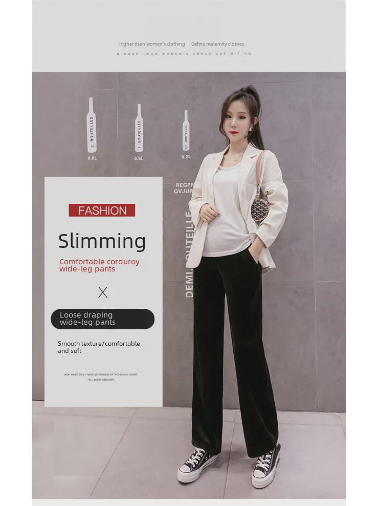 Spring-Fall Maternity Wide-Leg Pants: Lightweight, Loose-Fit, Large-Size Casual Trousers