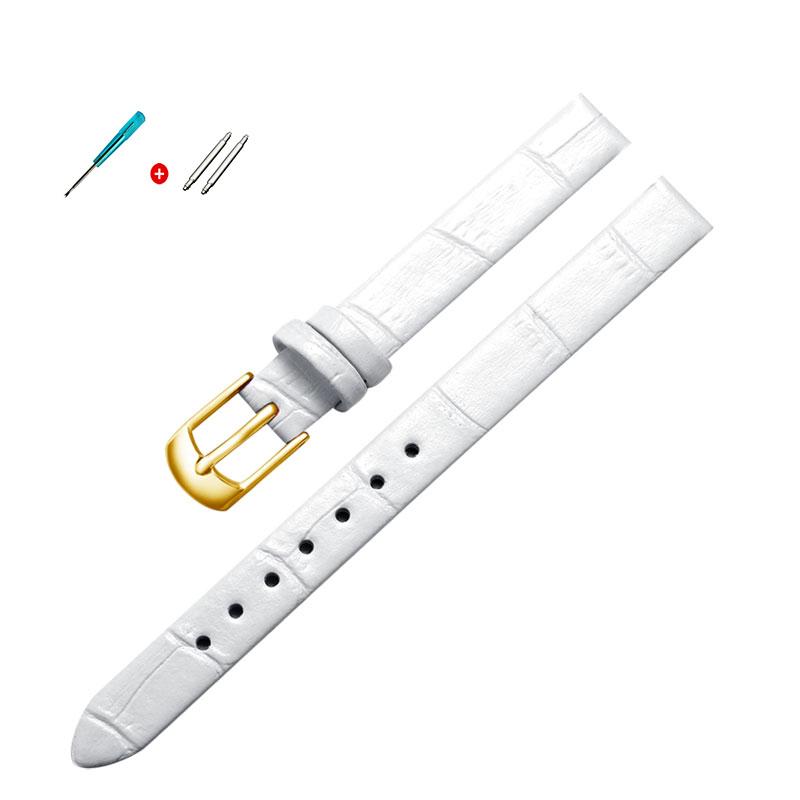 Qualität Uhrenzubehör Gürtel Damen Mädchen Vintage Uhrenarmbänder Echtes Leder Armband Uhrenarmband 8mm 10mm Roségold Dornschließe