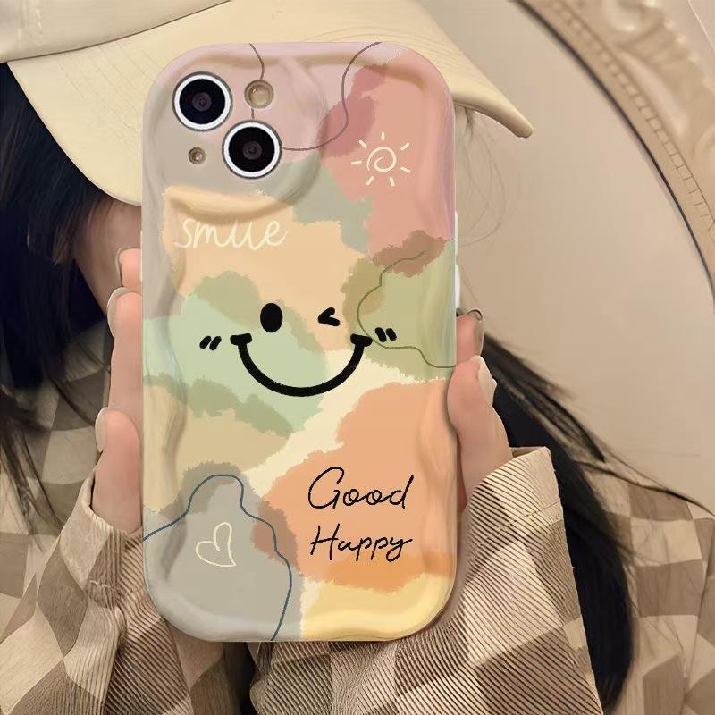 Colorful smiley face is suitable for Apple 15Promax mobile phone case iPhone16Pro new 17Air14 creativity