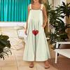 Women's Valentine's Day Printed Casual Loose Retro Cotton Linen Overalls With Pockets