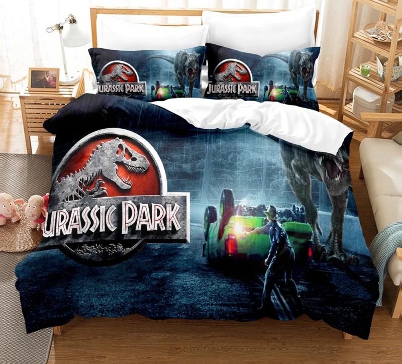3D Jurassic Park Bedding Set Kids Boy Home Textile Decor Bed Sets Queen Size Comforters Quilt Bedroom Queen Dinosaur Duvet Cover