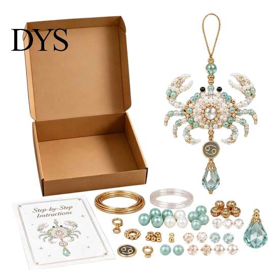 Creative Art Project for Students 12 Zodiac Beaded Ornament DIY Kit, Constellation Pendant Making Craft Set Unique Theme Keychain Bag Decor, Handmade