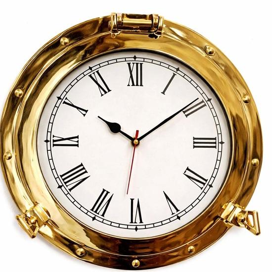 

50.8 cm Brass Porthole Wall Clock Roman Numerals Nautical Marine Homes, Offices, Hotels Decor Gift